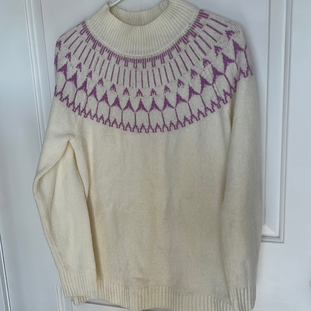 Talbots cream with lavender accent sweater